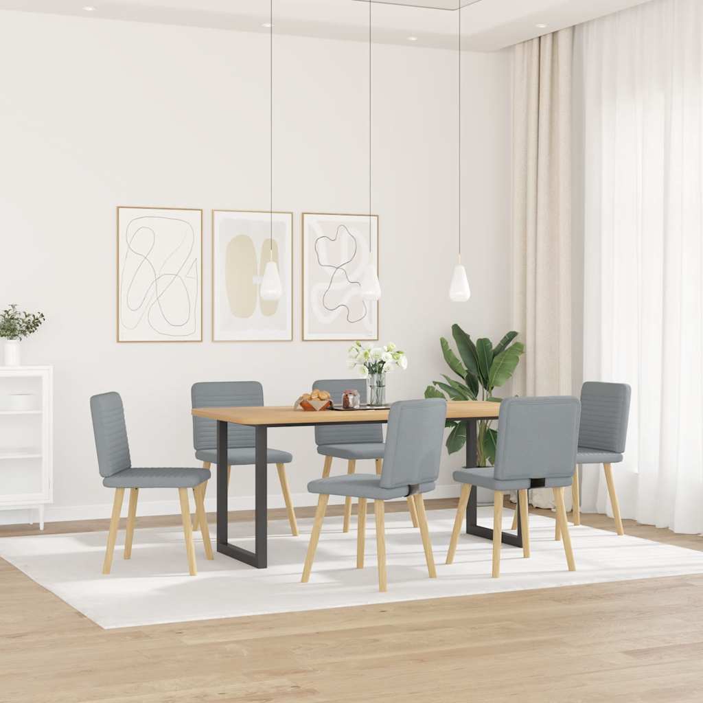 Sedie da Pranzo 6 pz Grigio Chiaro in Tessuto
