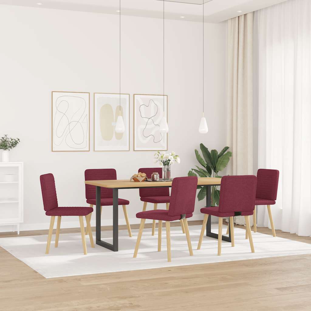 Sedie da Pranzo 6 pz Rosso Vino in Tessuto | homemem39