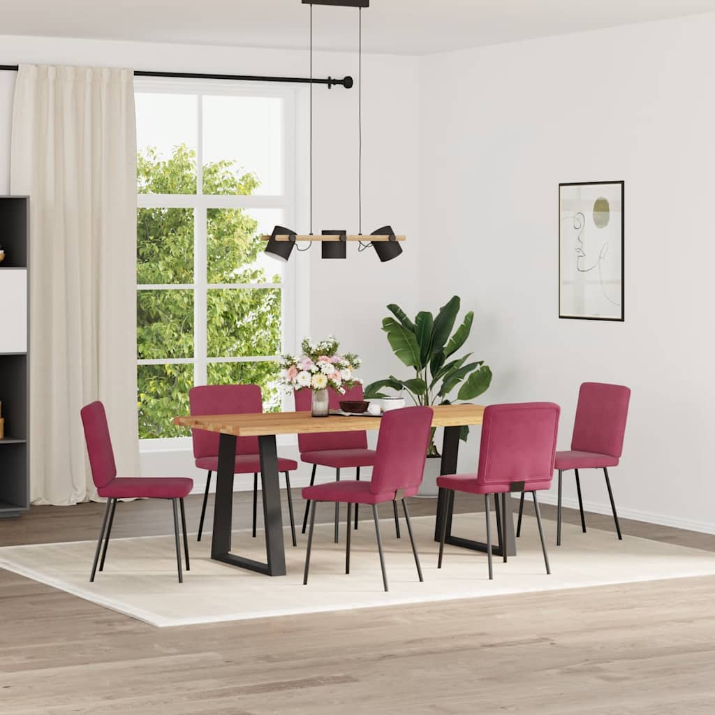 Sedie da Pranzo 6 pz Rosso Vino in Velluto | homemem39