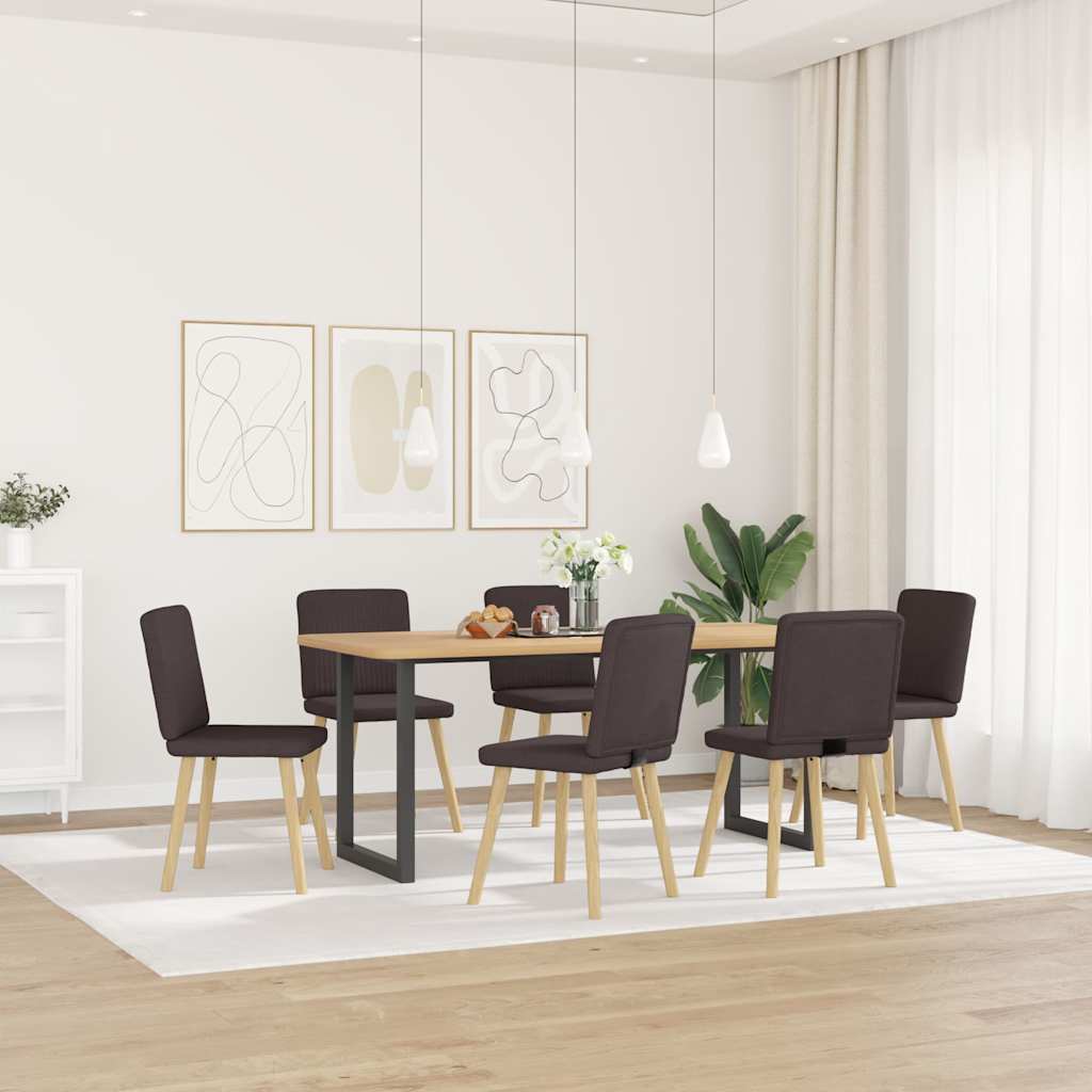 Sedie da Pranzo 6 pz Marrone Scuro in Tessuto | homemem39