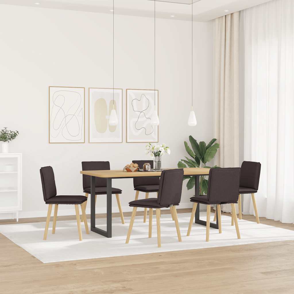 Sedie da Pranzo 6 pz Marrone Scuro in Tessuto | homemem39
