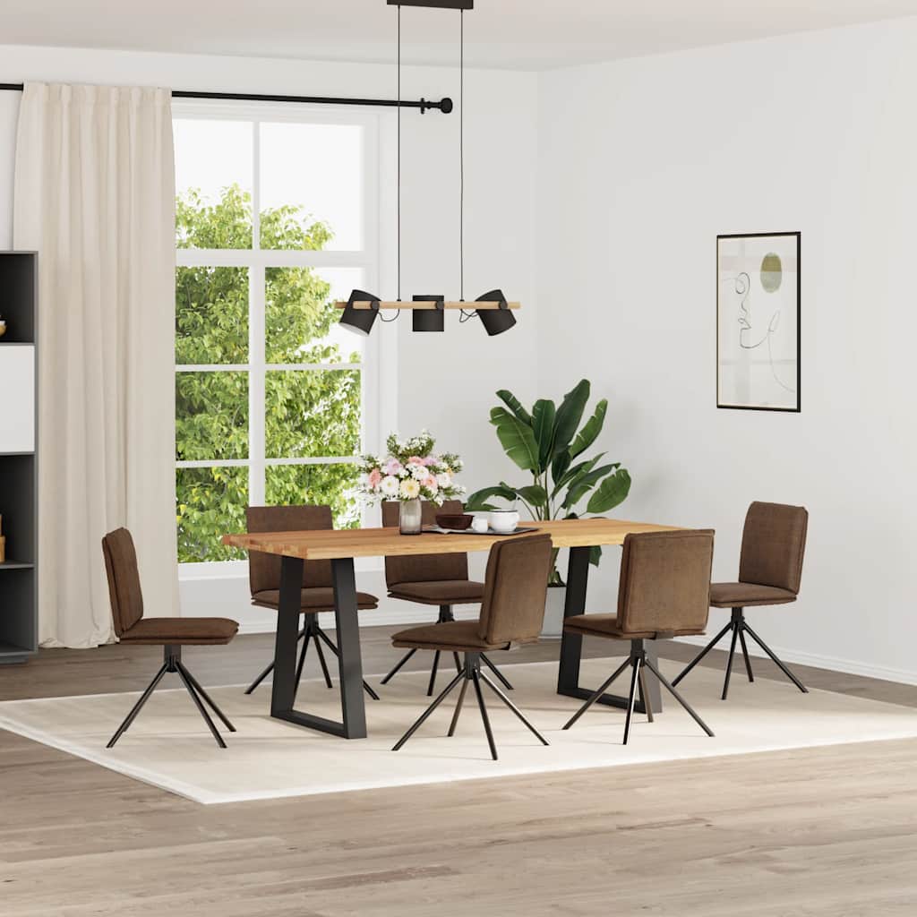 Sedie da Pranzo 6 pz Marroni in Similpelle Scamosciata | homemem39