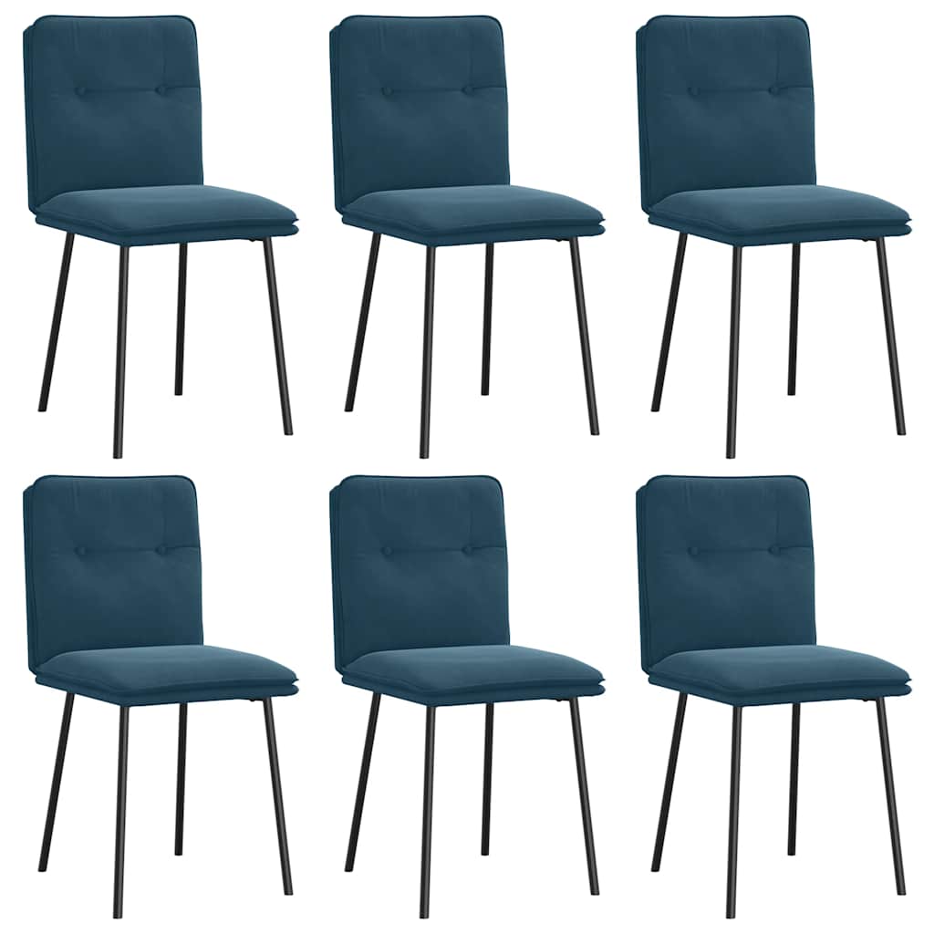 Sedie da Pranzo 6 pz Blu in Velluto