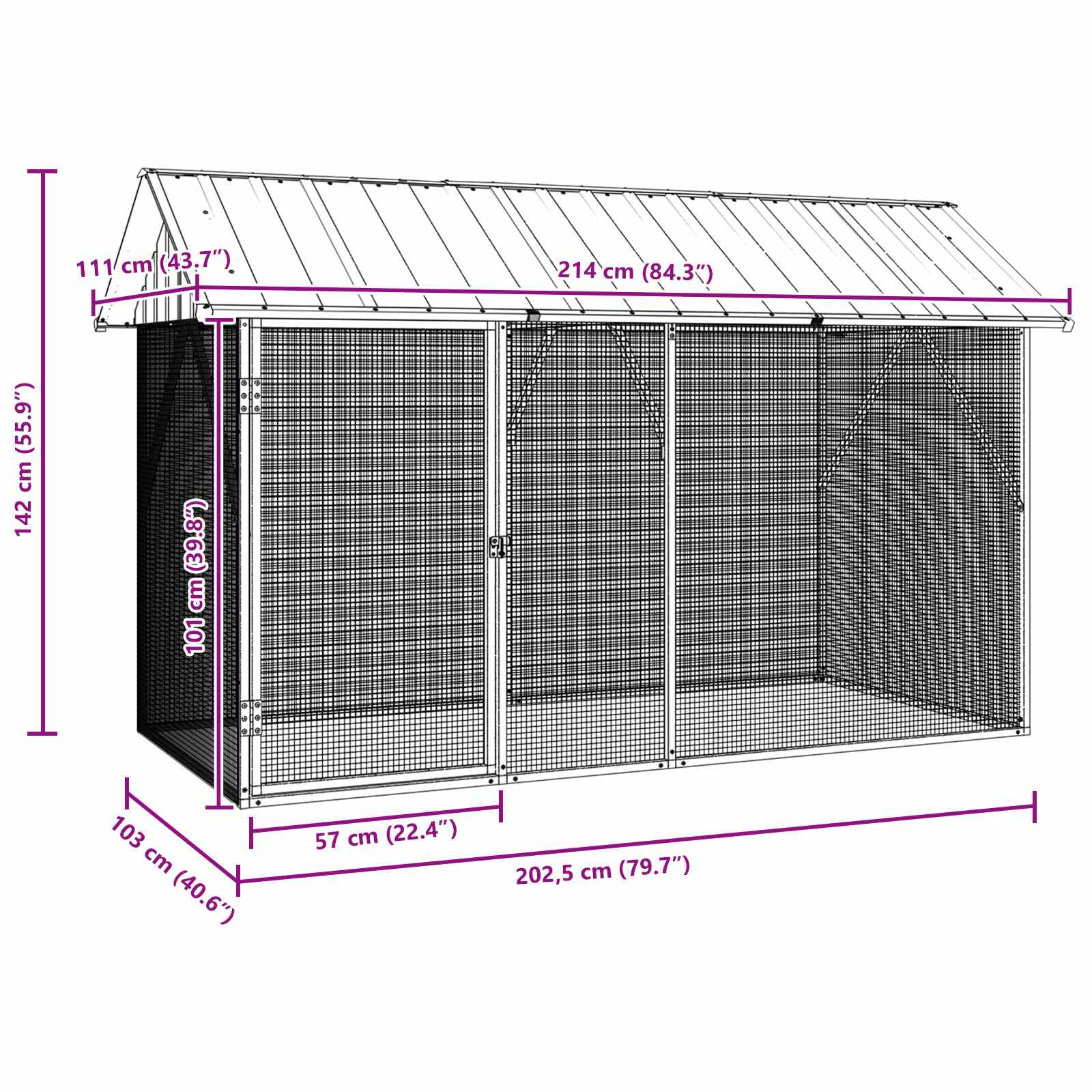 Gabbia per uccelli Antracite 227 x 112 x 141 cm Acciaio zincato | homemem39