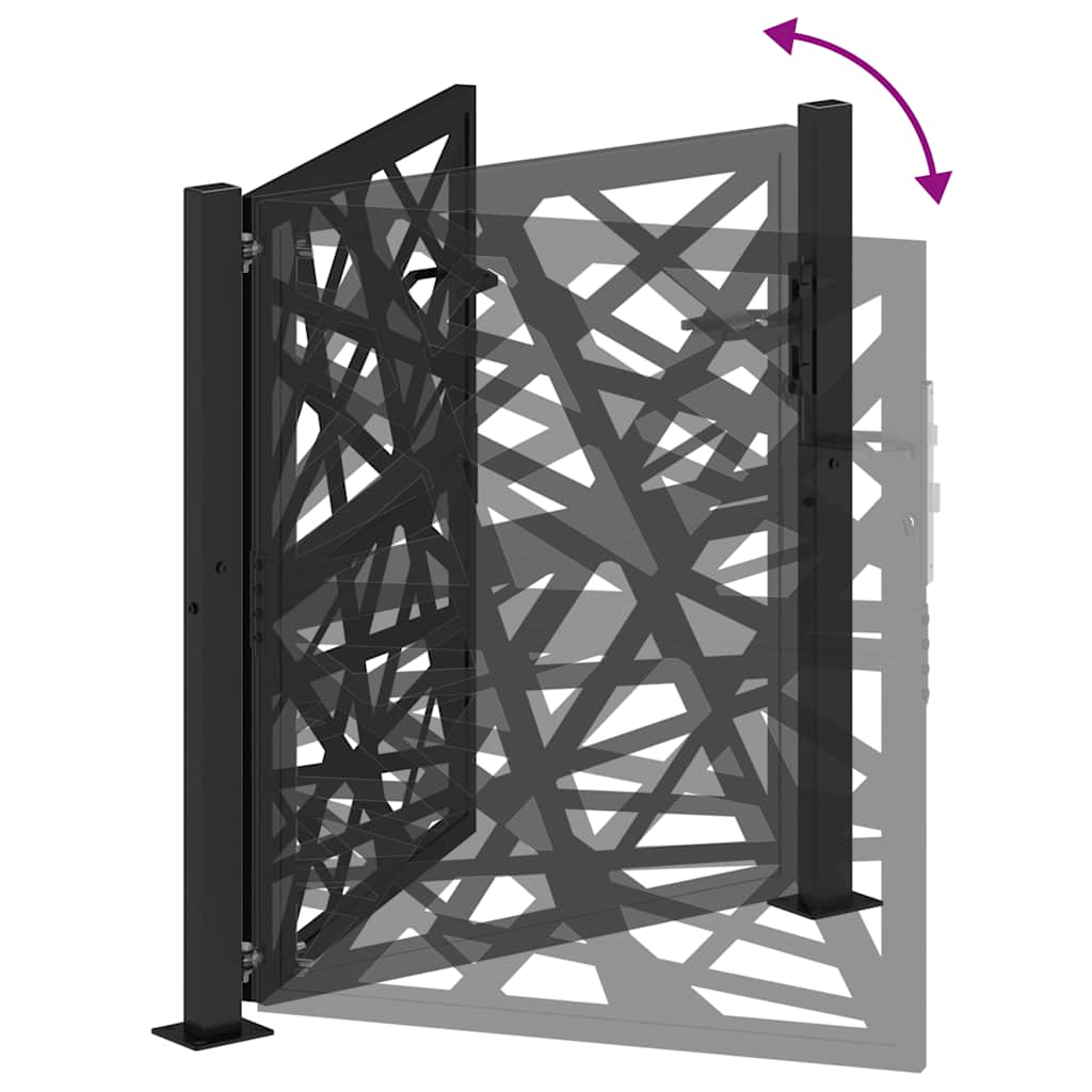 Cancello da giardino nero 100x100 cm in acciaio design leggero | homemem39