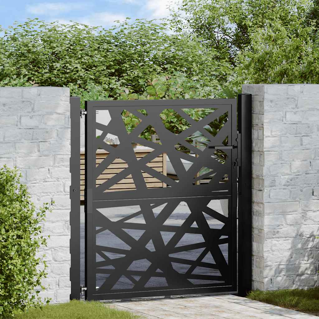 Cancello da giardino nero 100x100 cm in acciaio design leggero | homemem39