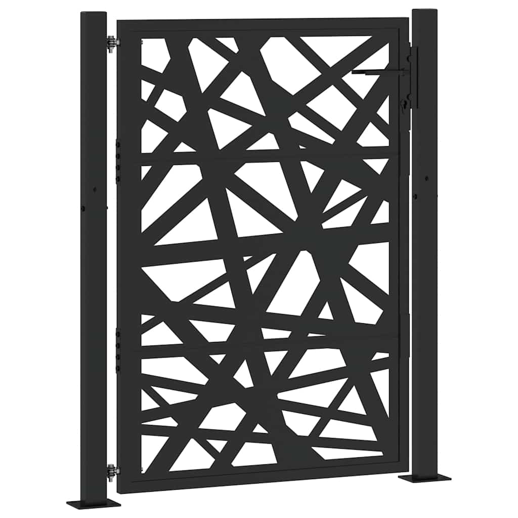 Cancello da giardino nero 100x125 cm in acciaio design leggero | homemem39