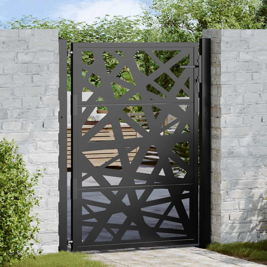 Cancello da giardino nero 100x125 cm in acciaio design leggero | homemem39