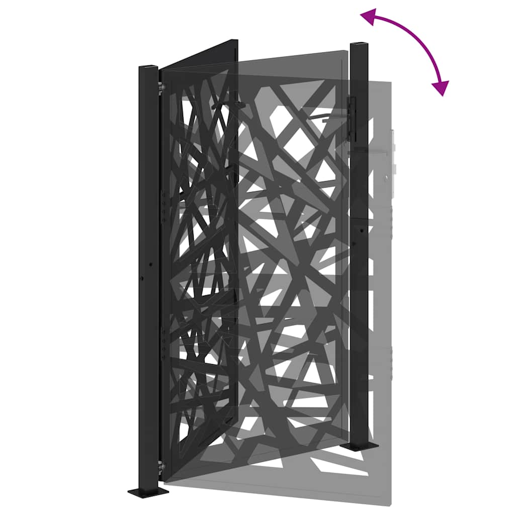 Cancello da giardino nero 100x150 cm in acciaio design leggero | homemem39