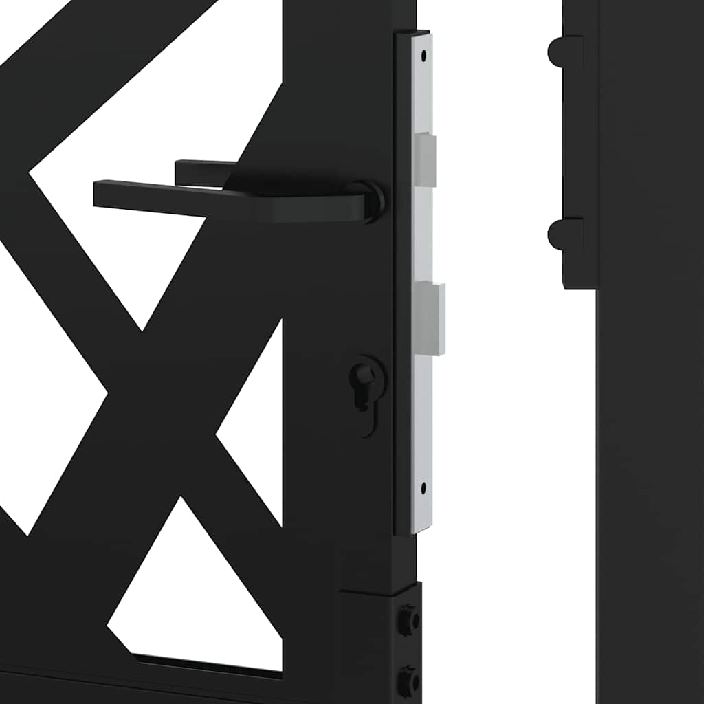 Cancello da giardino nero 100x150 cm in acciaio design leggero | homemem39