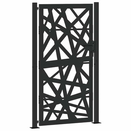 Cancello da giardino nero 100x175 cm in acciaio design leggero | homemem39