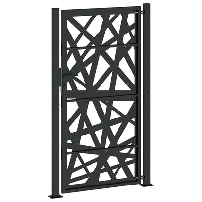 Cancello da giardino nero 100x175 cm in acciaio design leggero | homemem39