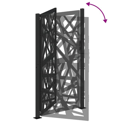 Cancello da giardino nero 100x175 cm in acciaio design leggero | homemem39
