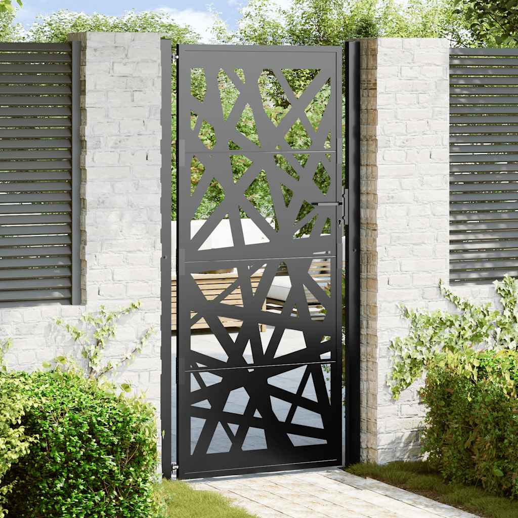Cancello da giardino nero 100x200 cm in acciaio design leggero | homemem39