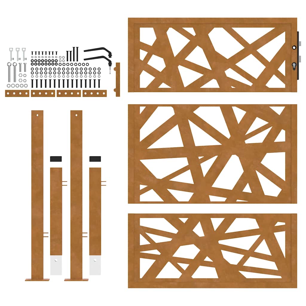 Cancello da giardino 100x125 cm in acciaio corten design leggero | homemem39