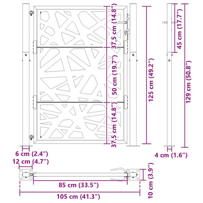 Cancello da giardino 100x125 cm in acciaio corten design leggero | homemem39
