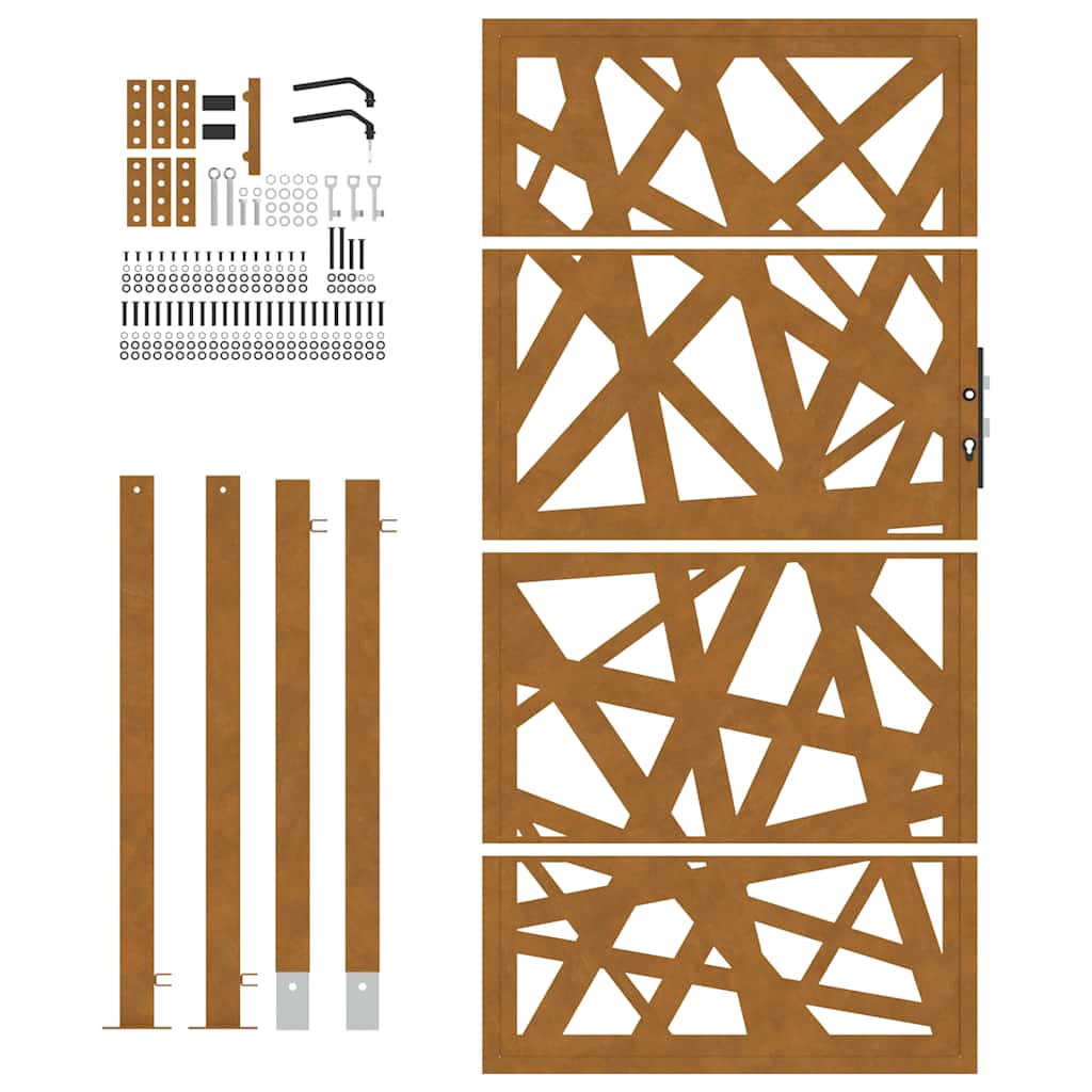 Cancello da giardino 100x175 cm in acciaio corten design leggero | homemem39