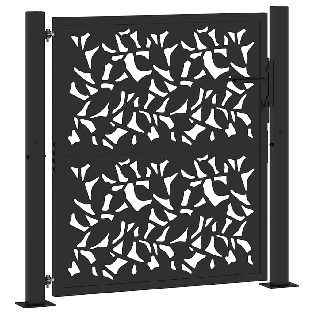 Cancello da giardino nero 100x100 cm in acciaio con design a foglia | homemem39