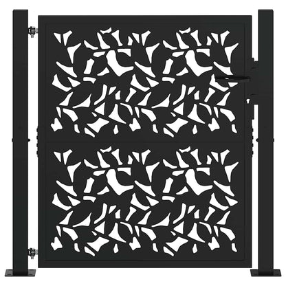 Cancello da giardino nero 100x100 cm in acciaio con design a foglia | homemem39