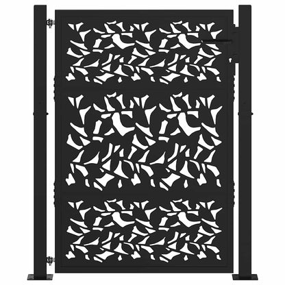 Cancello da giardino nero 100x125 cm in acciaio con design a foglia | homemem39