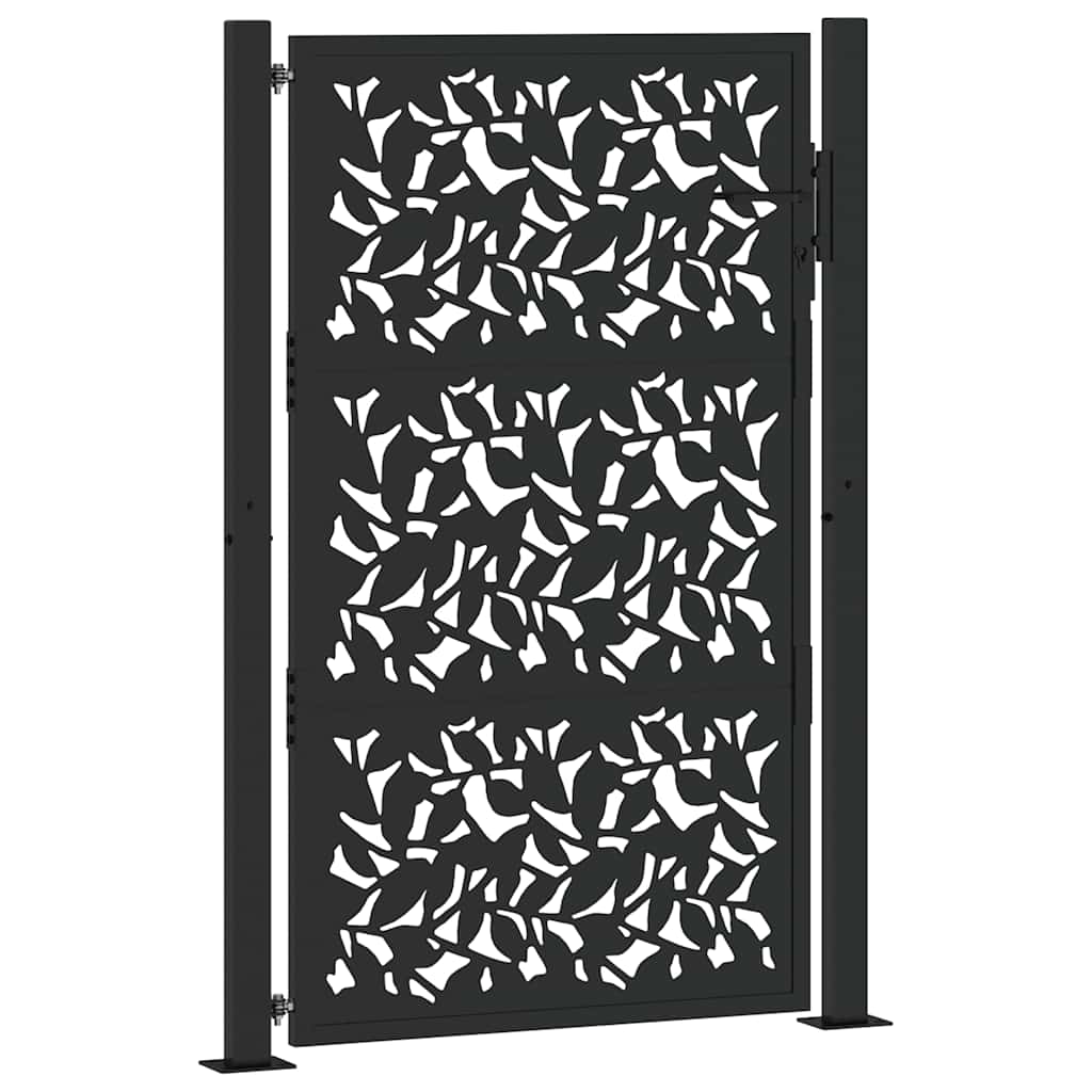 Cancello da giardino nero 100x150 cm in acciaio con design a foglia | homemem39