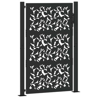Cancello da giardino nero 100x150 cm in acciaio con design a foglia | homemem39