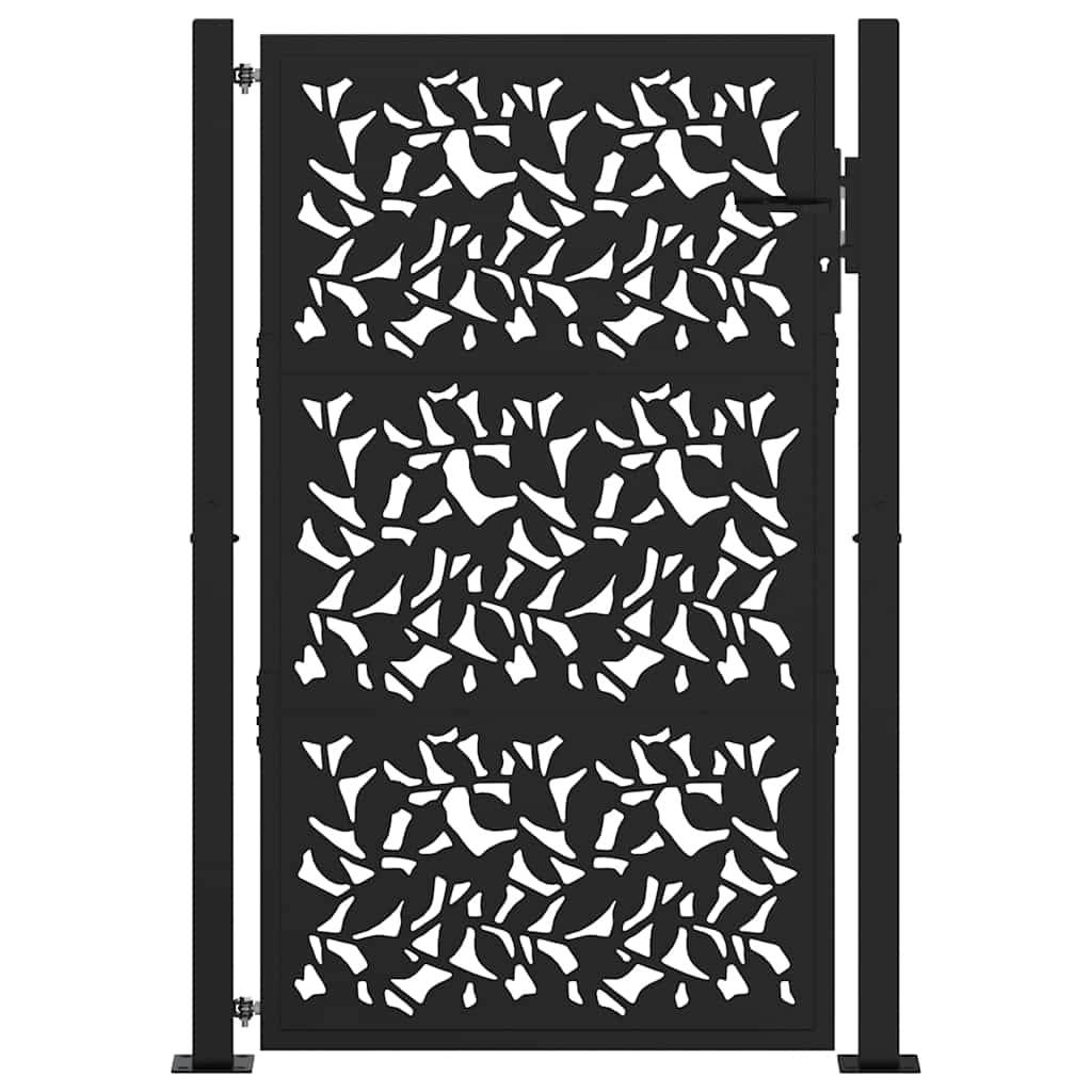 Cancello da giardino nero 100x150 cm in acciaio con design a foglia | homemem39