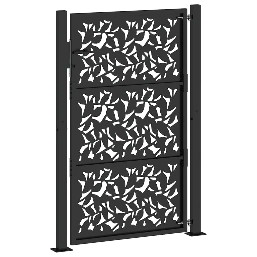 Cancello da giardino nero 100x150 cm in acciaio con design a foglia | homemem39
