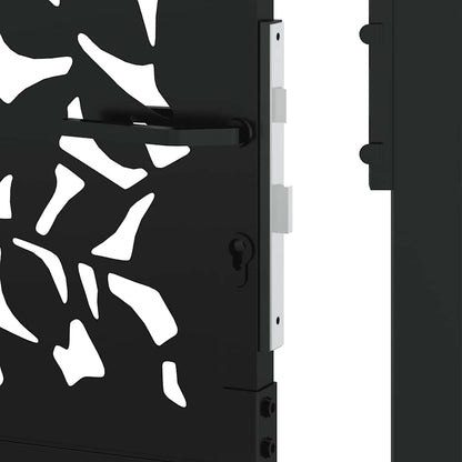 Cancello da giardino nero 100x150 cm in acciaio con design a foglia | homemem39