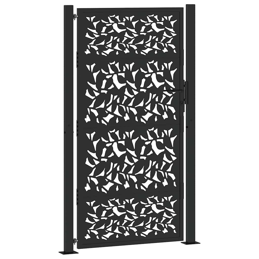 Cancello da giardino nero 100x175 cm in acciaio con design a foglia | homemem39