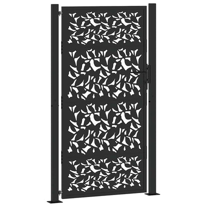 Cancello da giardino nero 100x175 cm in acciaio con design a foglia | homemem39