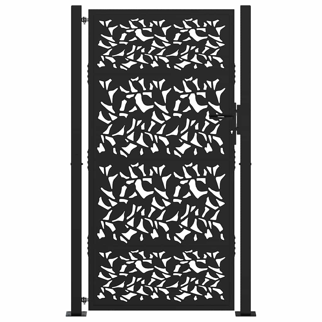 Cancello da giardino nero 100x175 cm in acciaio con design a foglia | homemem39