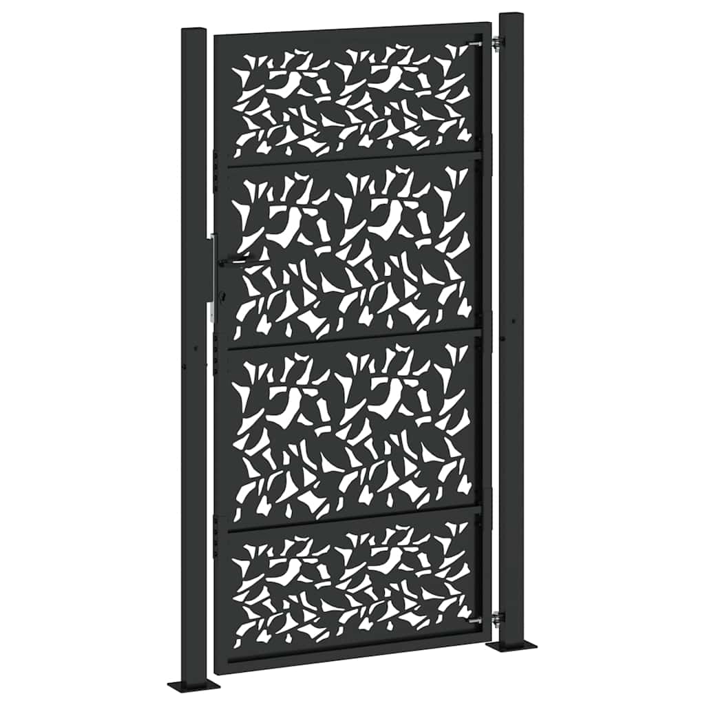 Cancello da giardino nero 100x175 cm in acciaio con design a foglia | homemem39