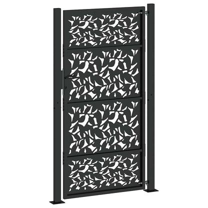 Cancello da giardino nero 100x175 cm in acciaio con design a foglia | homemem39