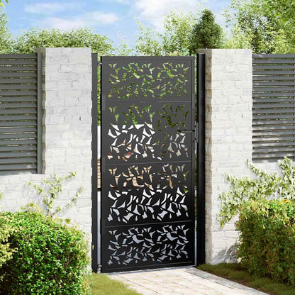 Cancello da giardino nero 100x175 cm in acciaio con design a foglia | homemem39