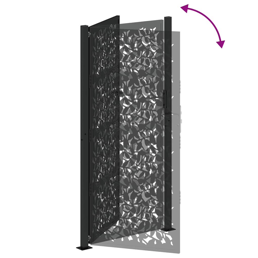 Cancello da giardino nero 100x200 cm in acciaio con design a foglia | homemem39