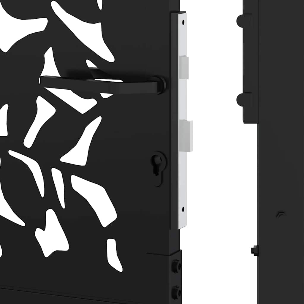 Cancello da giardino nero 100x200 cm in acciaio con design a foglia | homemem39
