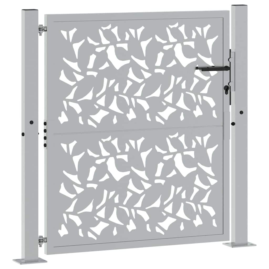 Cancello da giardino 100x100 cm in acciaio corten con design a foglia | homemem39