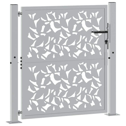 Cancello da giardino 100x100 cm in acciaio corten con design a foglia | homemem39