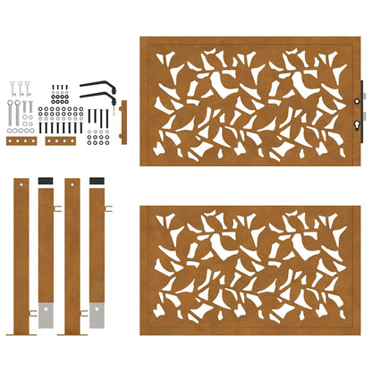 Cancello da giardino 100x100 cm in acciaio corten con design a foglia | homemem39