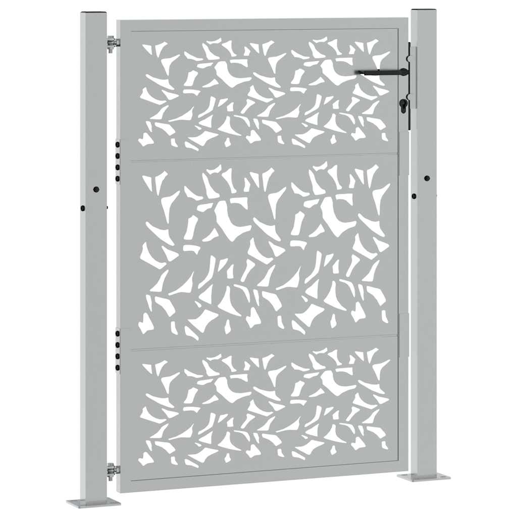 Cancello da giardino 100x125 cm in acciaio corten con design a foglia | homemem39