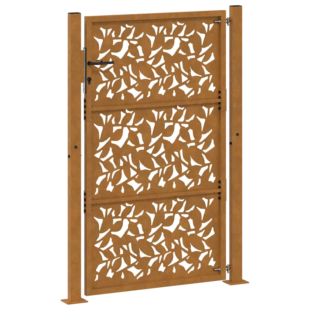Cancello da giardino 100x125 cm in acciaio corten con design a foglia | homemem39