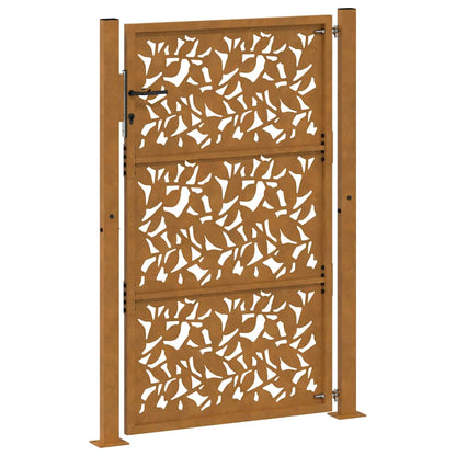 Cancello da giardino 100x125 cm in acciaio corten con design a foglia | homemem39