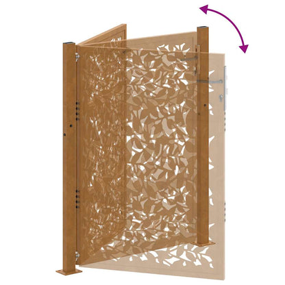 Cancello da giardino 100x125 cm in acciaio corten con design a foglia | homemem39