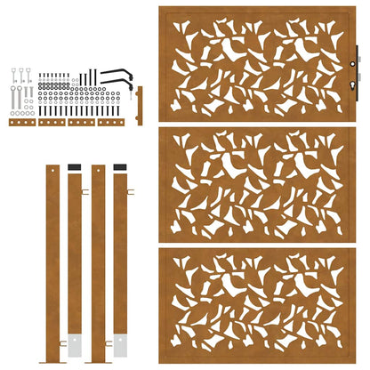 Cancello da giardino 100x150 cm in acciaio corten con design a foglia | homemem39