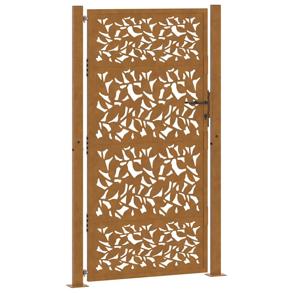 Cancello da giardino 100x175 cm in acciaio corten con design a foglia | homemem39