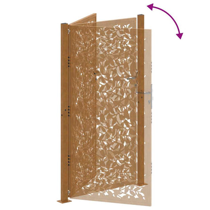 Cancello da giardino 100x175 cm in acciaio corten con design a foglia | homemem39