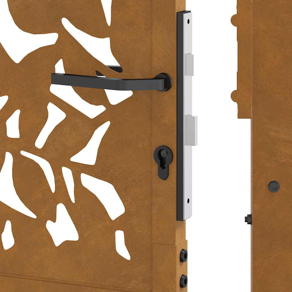 Cancello da giardino 100x200 cm in acciaio corten con design a foglia | homemem39