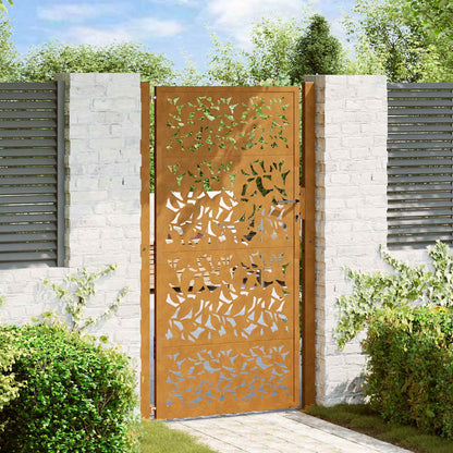 Cancello da giardino 100x200 cm in acciaio corten con design a foglia