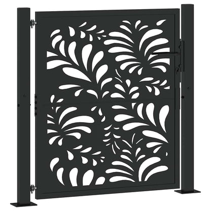 Cancello da giardino nero 100x100 cm in acciaio design ondulato | homemem39